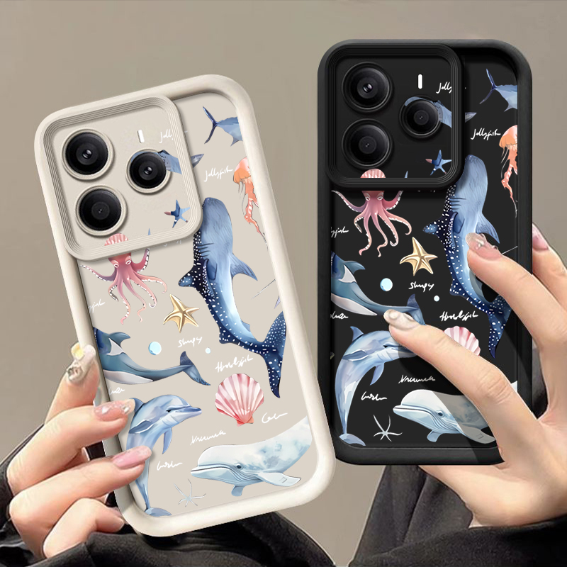 Xiaomi Redmi Note 13 - 귀여운 돌고래 무늬 소프트 케이스 샤오미