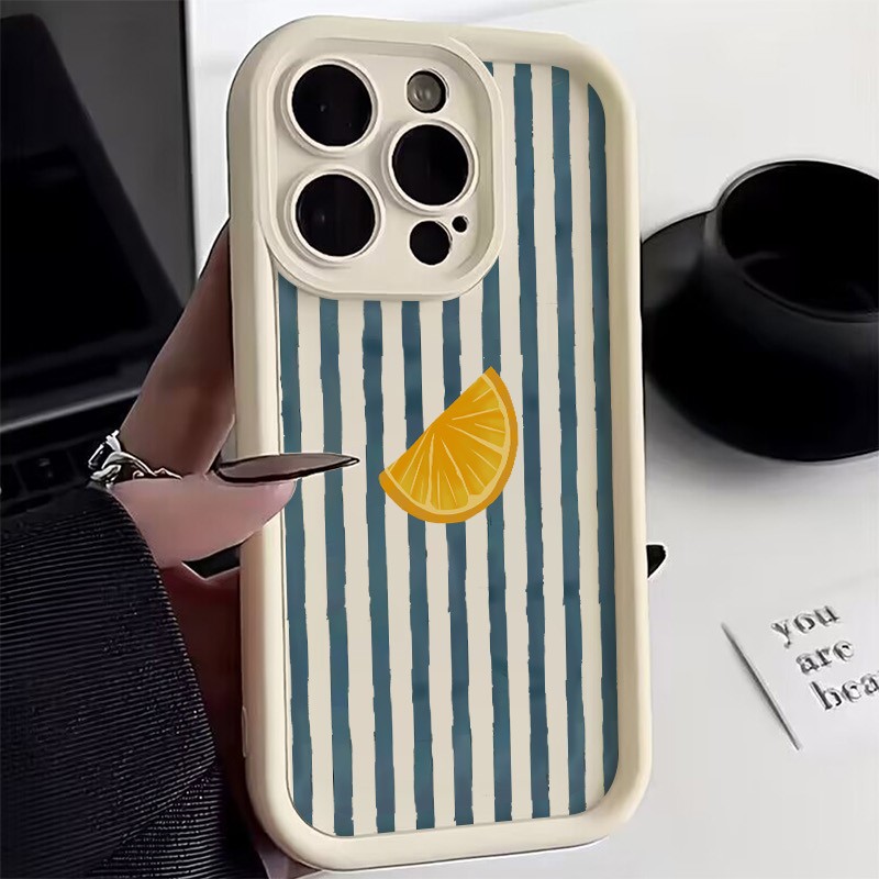 Xiaomi Redmi Note 13 - 스트라이프 레몬 슬라이스 패턴 폰 케이스