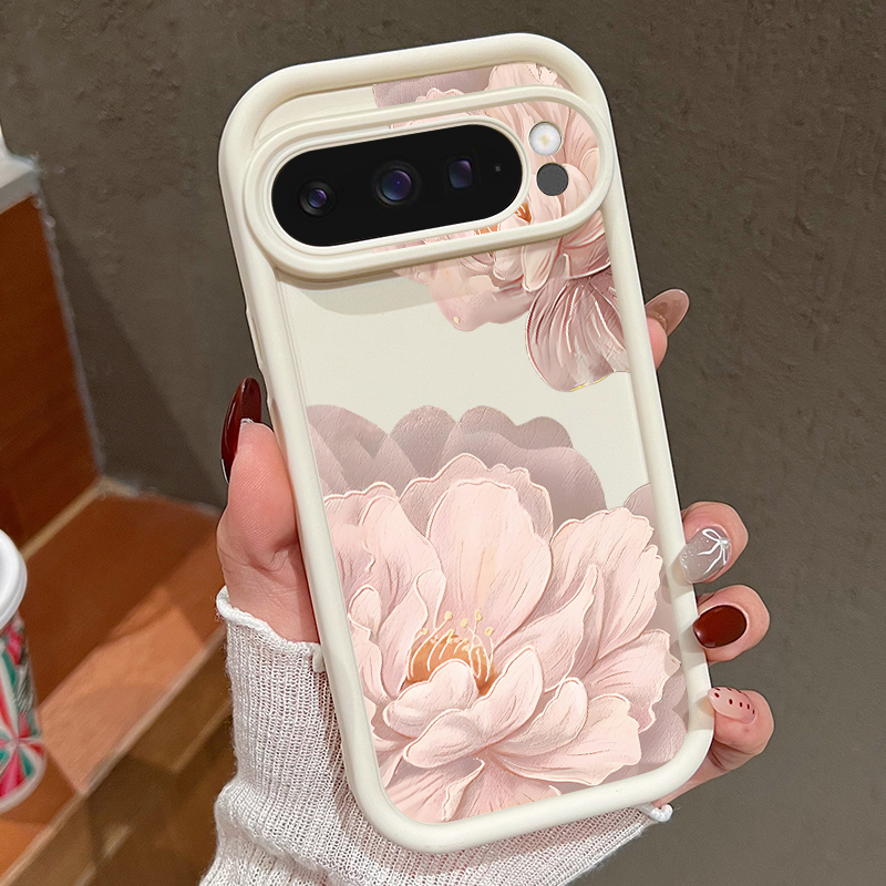 Google Pixel 8A - 핑크 꽃무늬 소프트 TPU 폰 케이스
